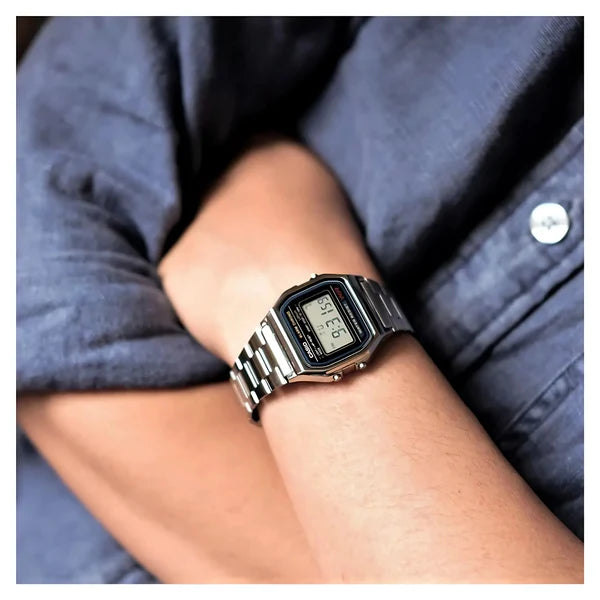 Reloj Casio A158W – Clásico Vintage Digital Acero Inoxidable | Resistente al Agua | Unisex