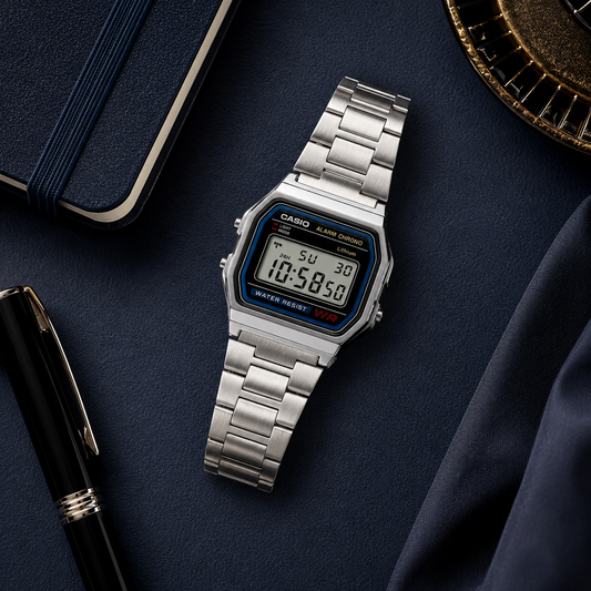 Reloj Casio A158W – Clásico Vintage Digital Acero Inoxidable | Resistente al Agua | Unisex