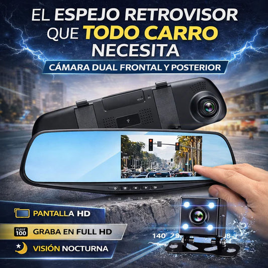 Espejo Retrovisor con Cámara Doble 1080P  – Visión Nocturna – Dashcam Inteligente